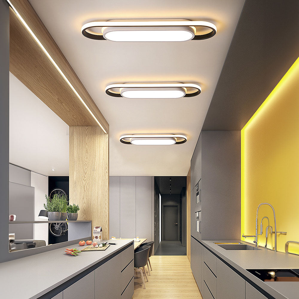 Black Corridor Low-Profile LED Flush Ceiling Light