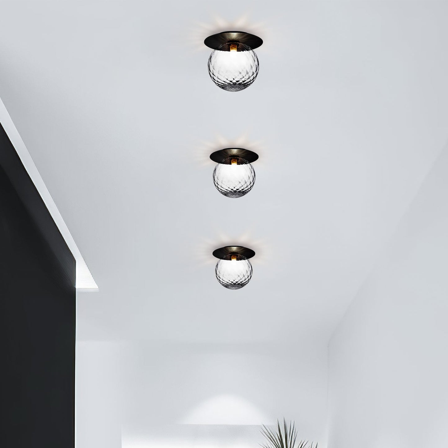Modern Hallway Glass Ceiling Lights (Set of 3)