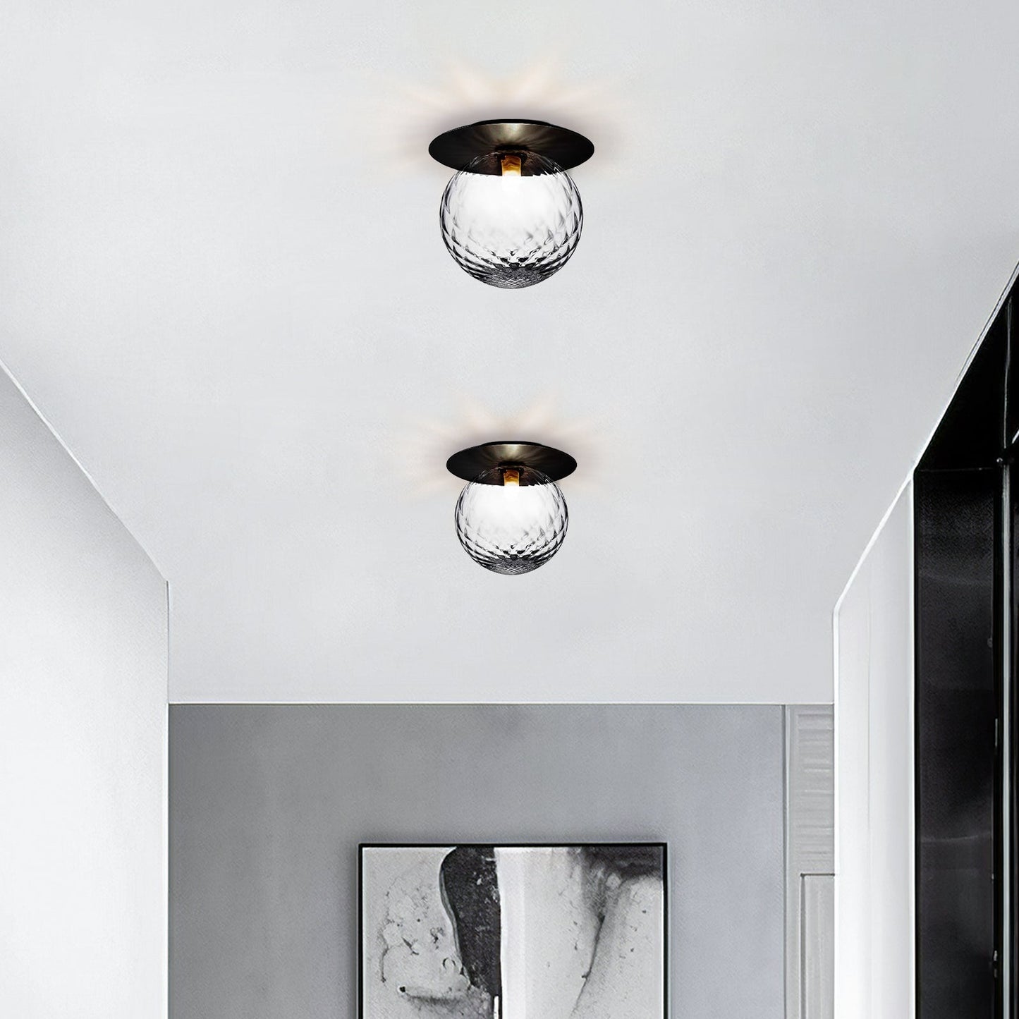 Modern Hallway Glass Ceiling Lights (Set of 3)