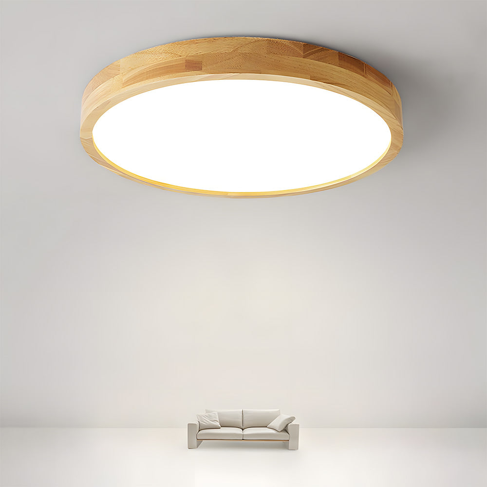 Japanese Ultra-Thin Wooden LED Flush Ceiling Light - Round Shape