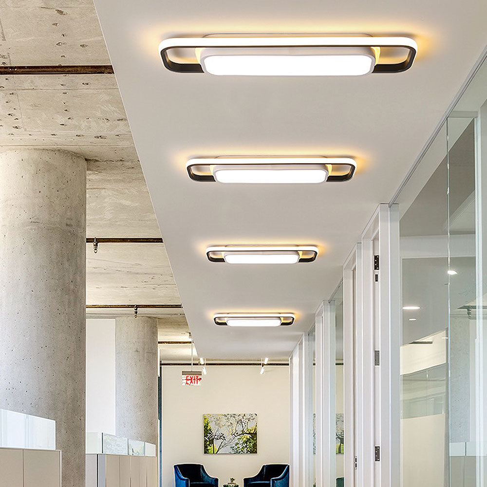 Black Corridor Low-Profile LED Flush Ceiling Light