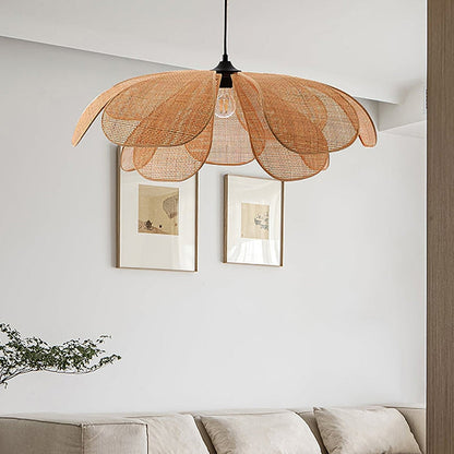 Rattan Petal Ceiling Light (Rustic Natural Lamp Shade)