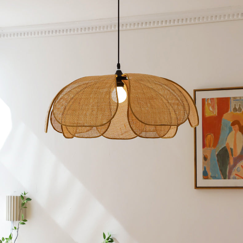 Rattan Petal Ceiling Light (Rustic Natural Lamp Shade)