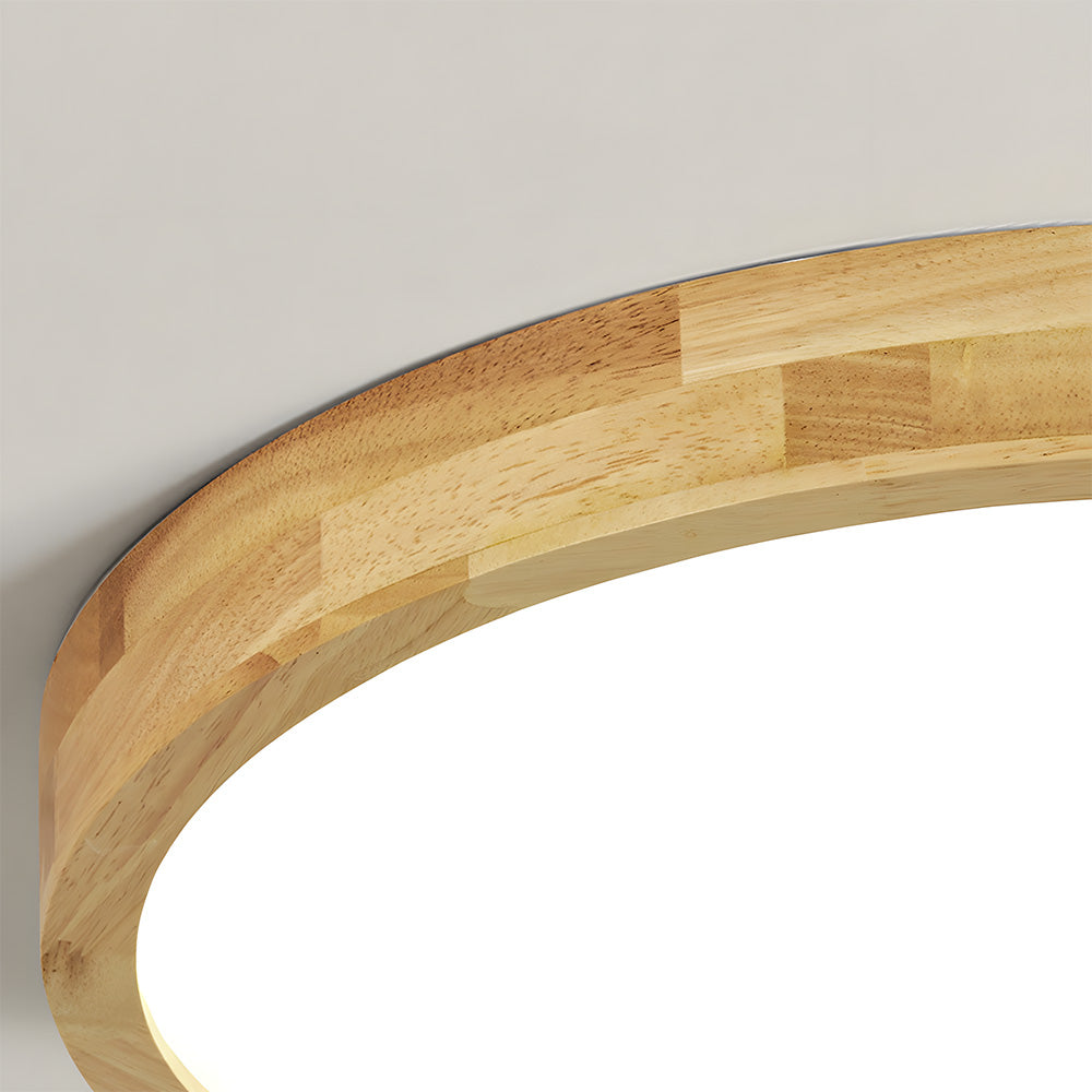 Japanese Ultra-Thin Wooden LED Flush Ceiling Light - Round Shape