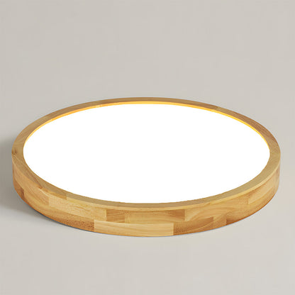 Japanese Ultra-Thin Wooden LED Flush Ceiling Light - Round Shape