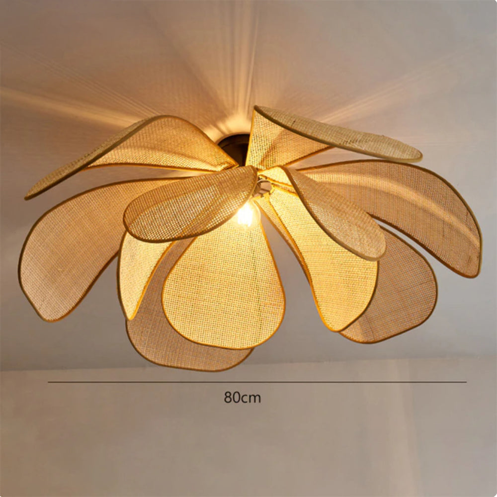 Rattan Petal Ceiling Light (Rustic Natural Lamp Shade)