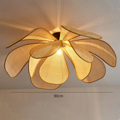 Rattan Petal Ceiling Light (Rustic Natural Lamp Shade)