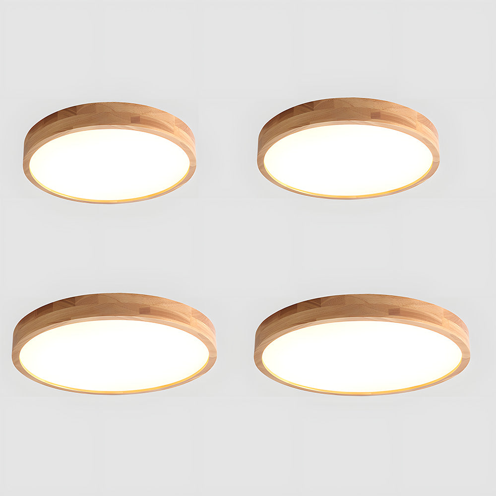 Japanese Ultra-Thin Wooden LED Flush Ceiling Light - Round Shape