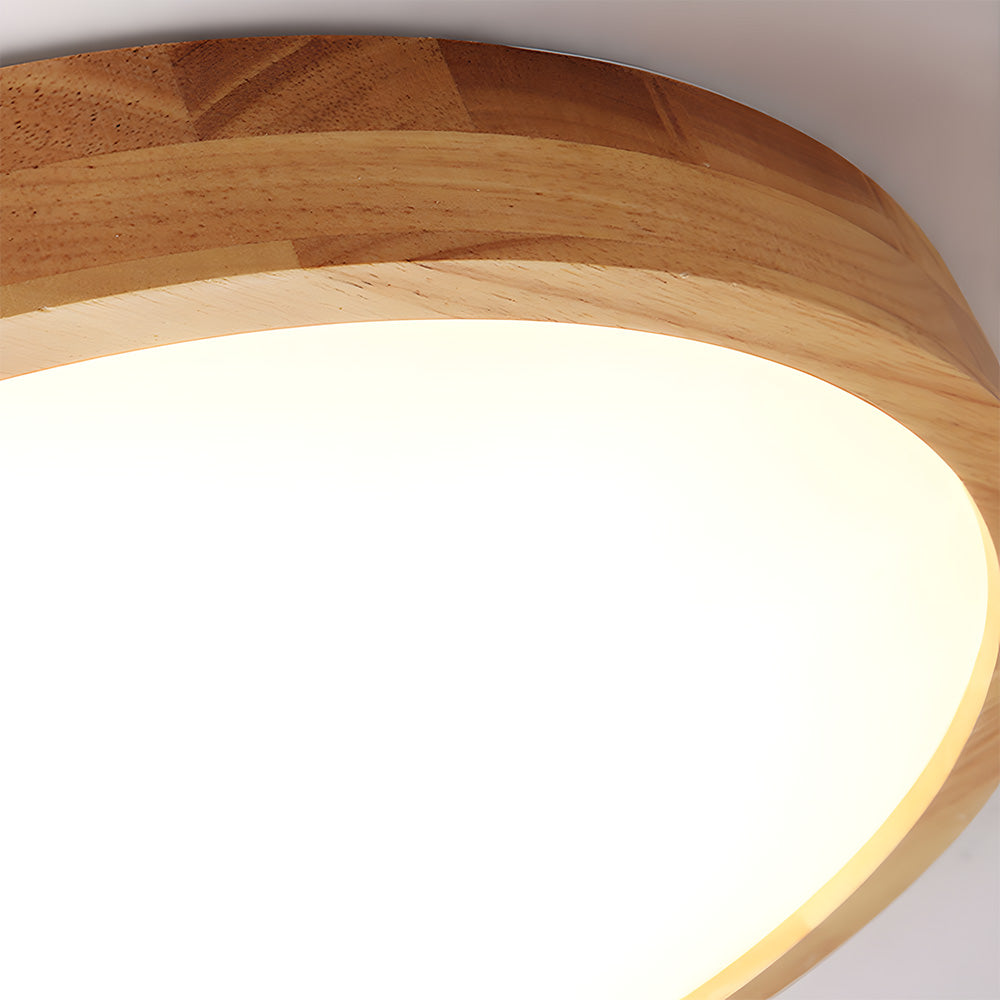 Japanese Ultra-Thin Wooden LED Flush Ceiling Light - Round Shape