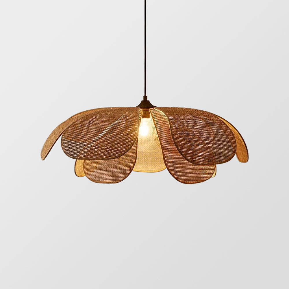 Rattan Petal Ceiling Light (Rustic Natural Lamp Shade)