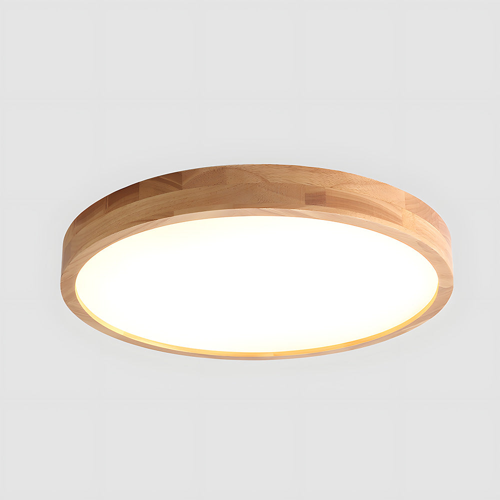 Japanese Ultra-Thin Wooden LED Flush Ceiling Light - Round Shape