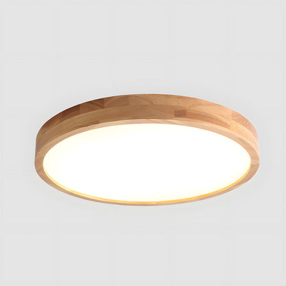 Japanese Ultra-Thin Wooden LED Flush Ceiling Light - Round Shape