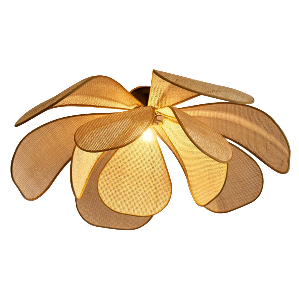 Rattan Petal Ceiling Light (Rustic Natural Lamp Shade)