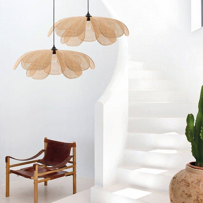 Rattan Petal Ceiling Light (Rustic Natural Lamp Shade)