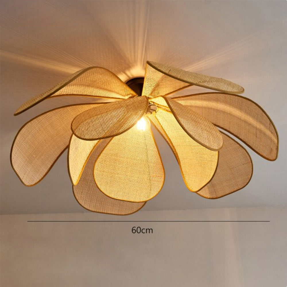 Rattan Petal Ceiling Light (Rustic Natural Lamp Shade)