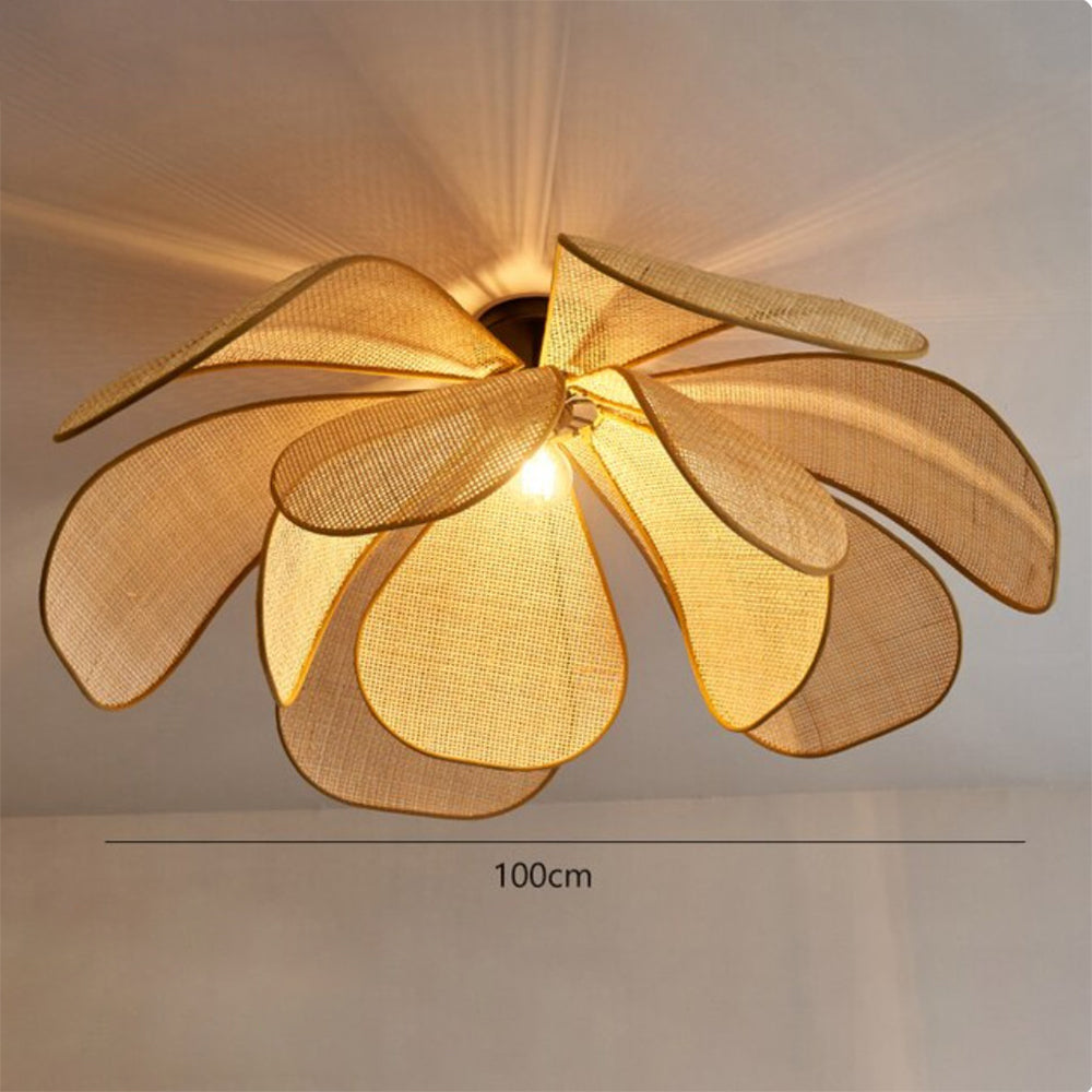 Rattan Petal Ceiling Light (Rustic Natural Lamp Shade)