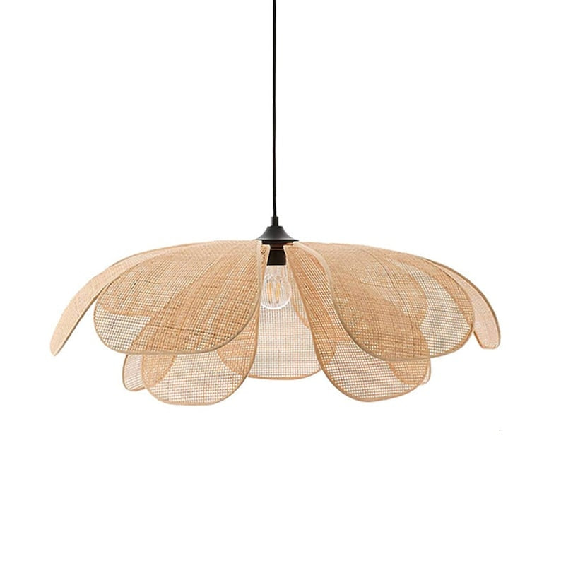 Rattan Petal Ceiling Light (Rustic Natural Lamp Shade)
