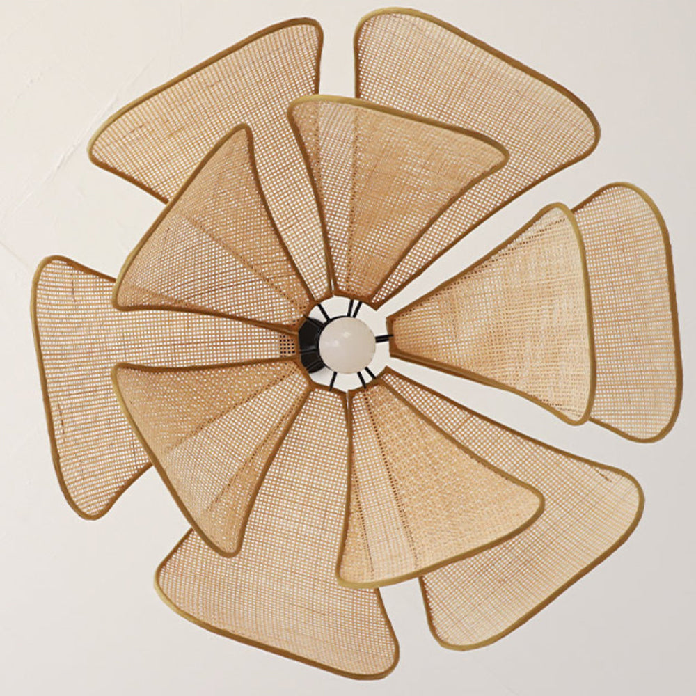 Rattan Petal Ceiling Light (Rustic Natural Lamp Shade)