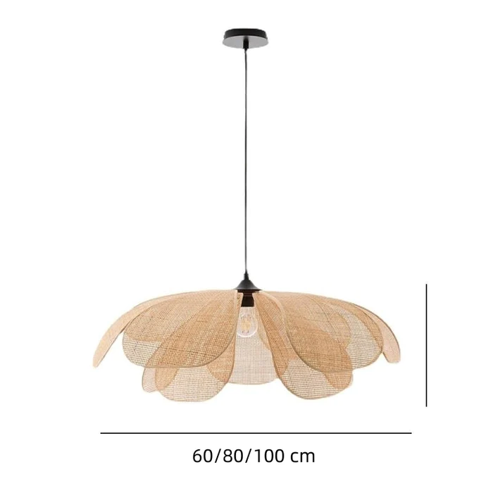 Rattan Petal Ceiling Light (Rustic Natural Lamp Shade)