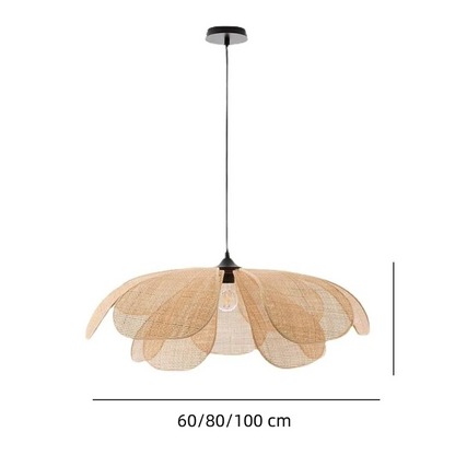 Rattan Petal Ceiling Light (Rustic Natural Lamp Shade)