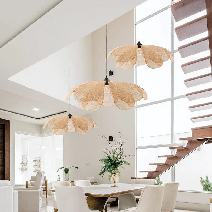 Rattan Petal Ceiling Light (Rustic Natural Lamp Shade)