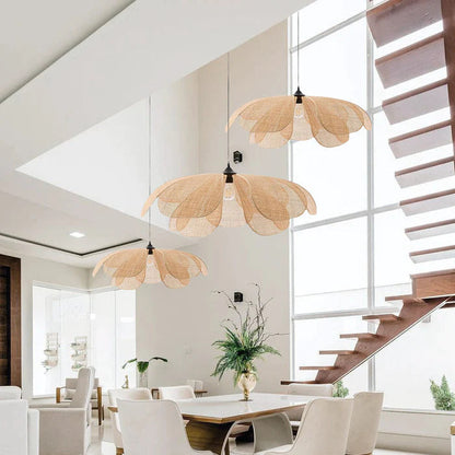 Rattan Petal Ceiling Light (Rustic Natural Lamp Shade)
