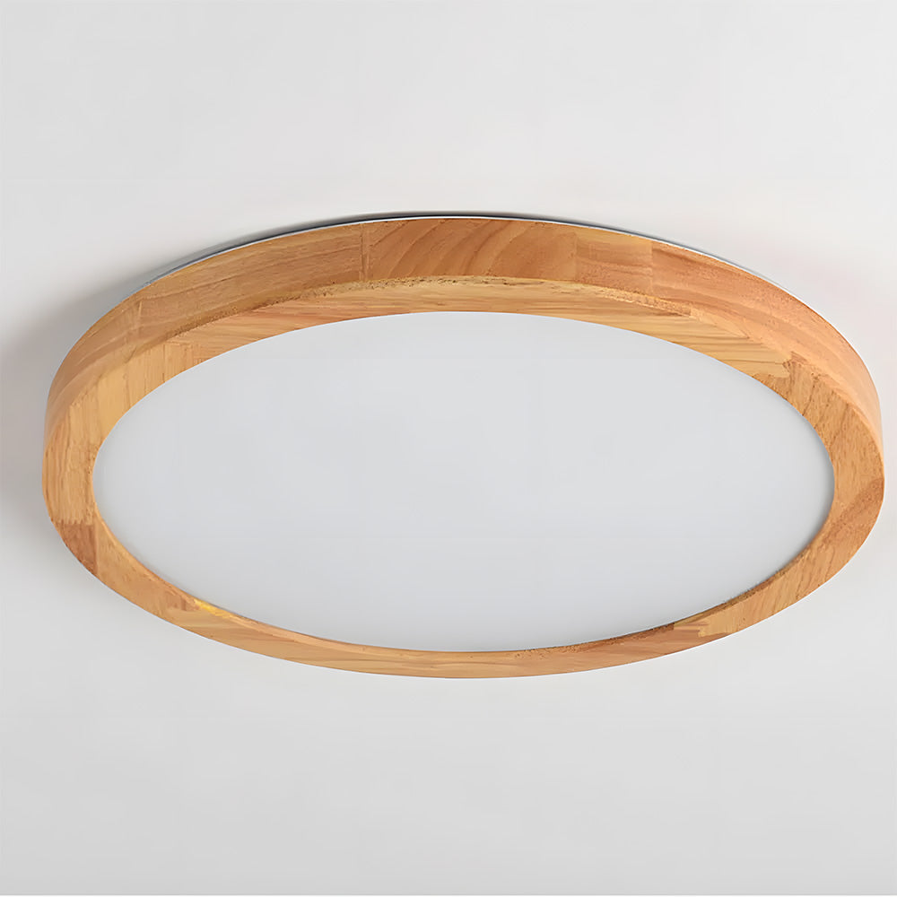 Japanese Ultra-Thin Wooden LED Flush Ceiling Light - Round Shape