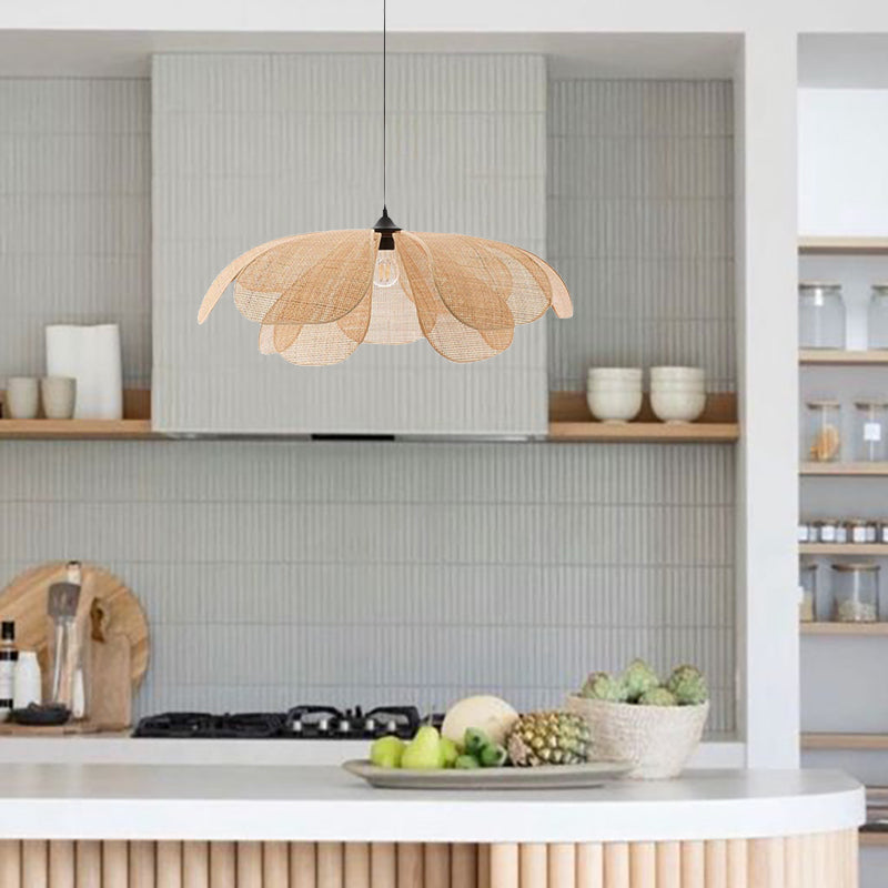 Rattan Petal Ceiling Light (Rustic Natural Lamp Shade)