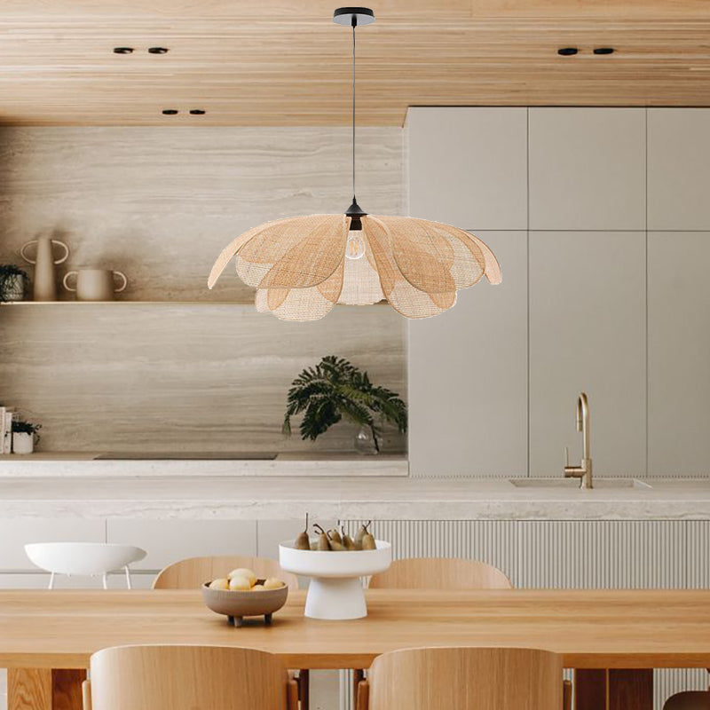 Rattan Petal Ceiling Light (Rustic Natural Lamp Shade)