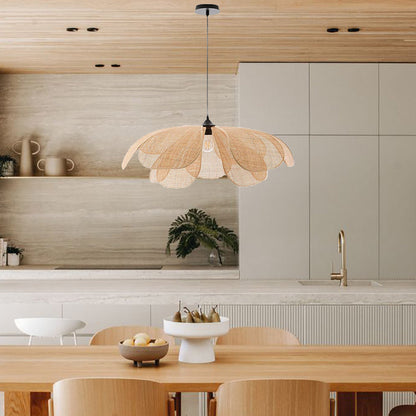 Rattan Petal Ceiling Light (Rustic Natural Lamp Shade)