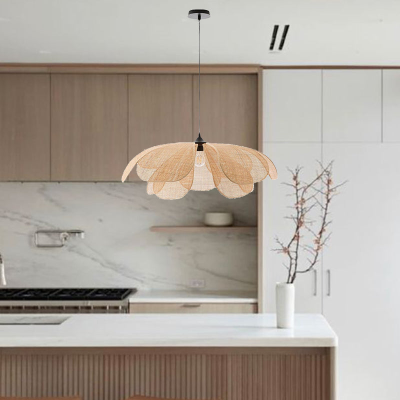 Rattan Petal Ceiling Light (Rustic Natural Lamp Shade)